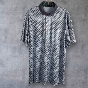 Greyson Golf Polo Shirt Mens XL All Over Wolf Print AOP Logo Performance Blue